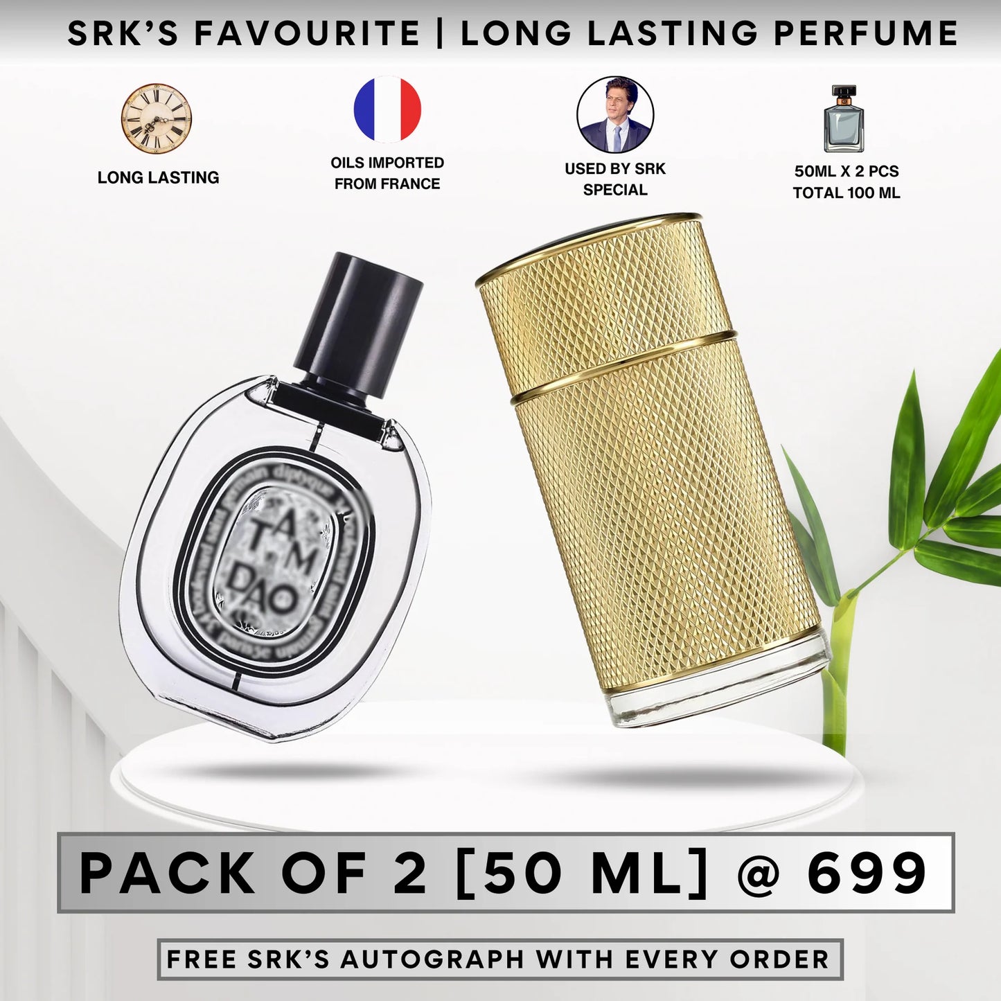 SRK Perfumes Combo [Pack of 2] | Dullhin and Tom Deo [SRK'S Autograph FREE]